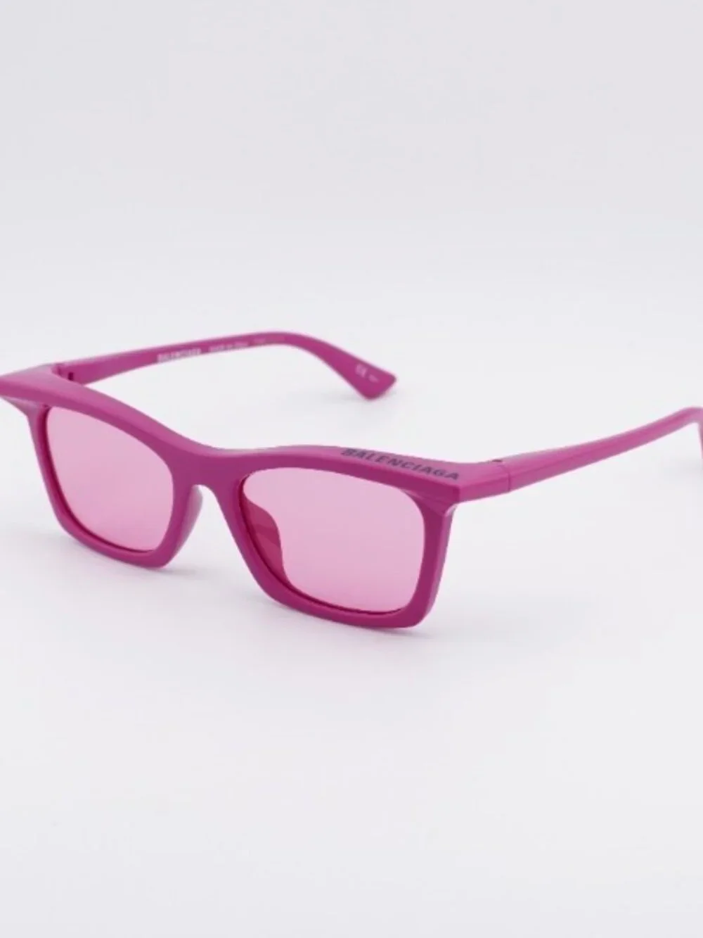 Balenciaga BB0099S 003 Sunglasses Violet Rectangle Frame, Pink Lenses